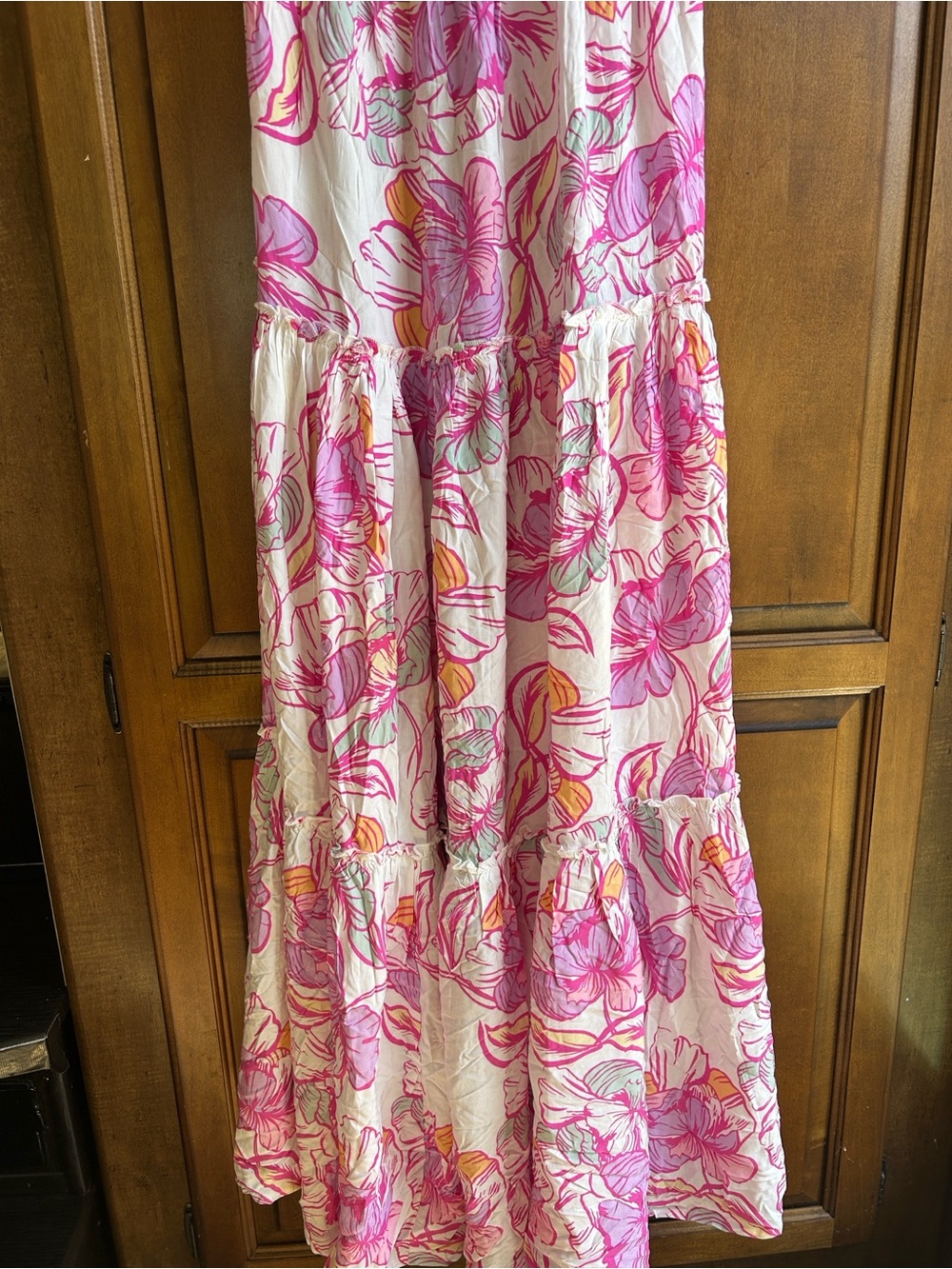 Anthropologie ABEL THE LABEL Pink Floral Strapless Smocked Maxi Dress Size XS - Picture 4 of 10